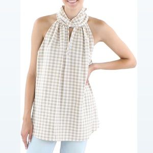 Anne Klein Gingham High Neck Halter Top